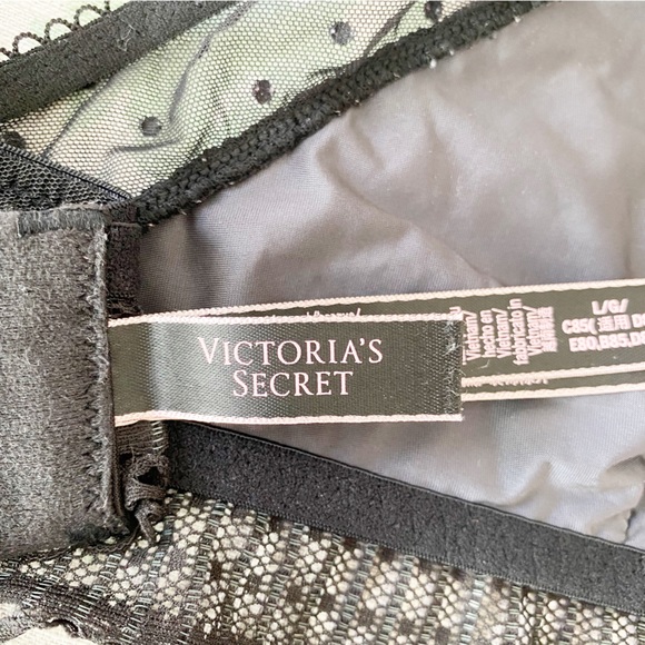 Victoria's Secret Black Lace Wireless Bra with Mesh Trim Size L Gothic Sexy - Picture 8 of 8